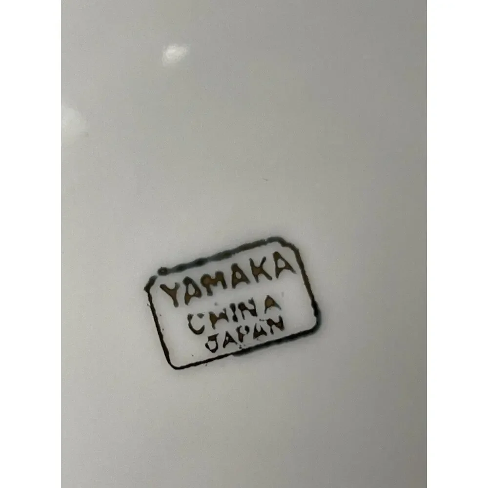 Yamaka Tea Set (4) Cup Saucer Snack Plate Japanese White China Asian Oriental